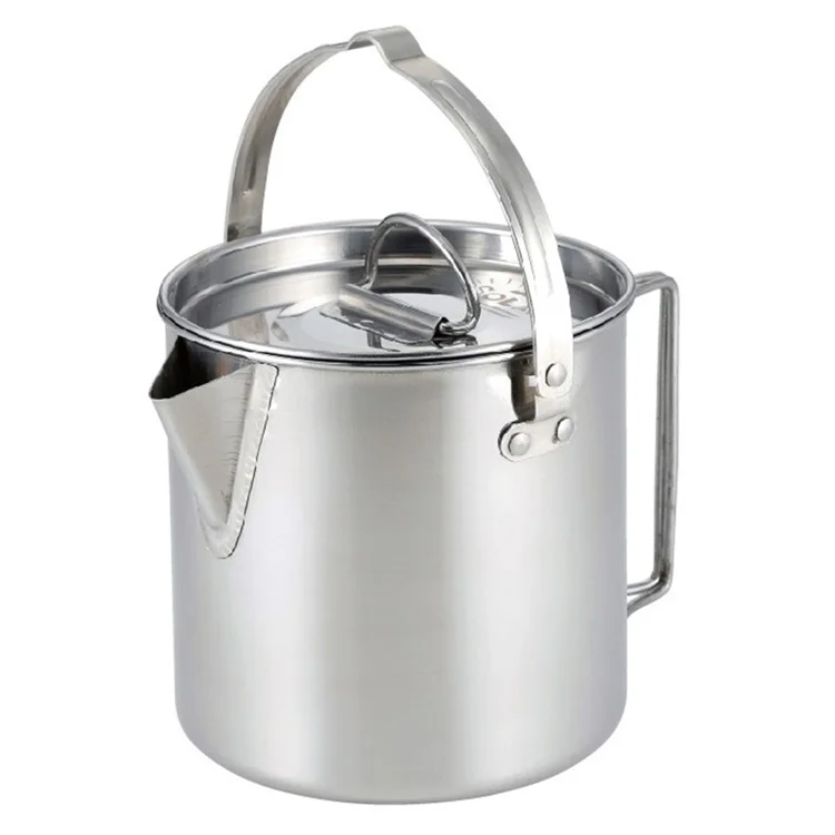 Bouilloire de camping AOTU 1,2 L, bouilloire à thé en acier inoxydable 430 pour la randonnée pique-nique (sans certification FDA, sans BPA)