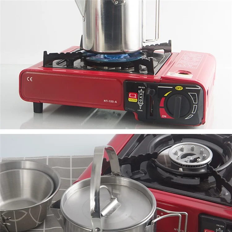 Bouilloire de camping AOTU 1,2 L, bouilloire à thé en acier inoxydable 430 pour la randonnée pique-nique (sans certification FDA, sans BPA)