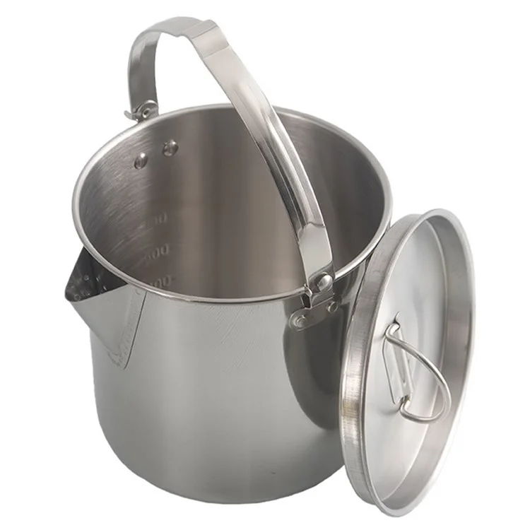 Bouilloire de camping AOTU 1,2 L, bouilloire à thé en acier inoxydable 430 pour la randonnée pique-nique (sans certification FDA, sans BPA)