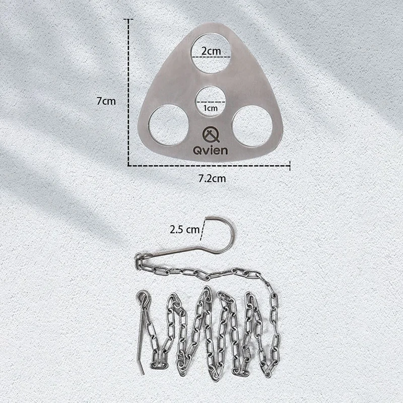 QVIEN QV-V01 Camping Tripod Board Stainless Steel Campire Support Plate with Hook Chain Turn Branches into Campfire Tripod