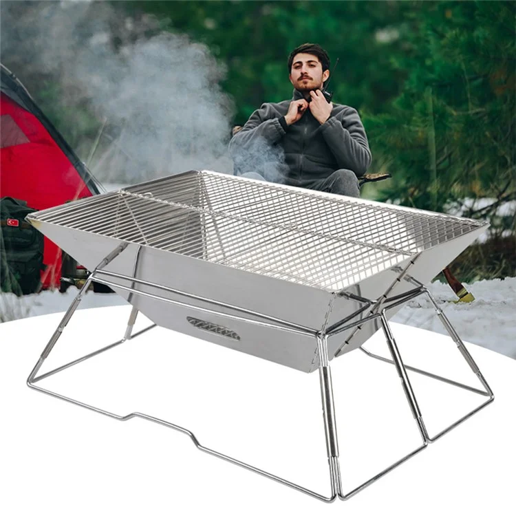 Halin Edelstahl-holzkohlegrill Abnehmbarer Grillwerkzeuge Für Camping-wanderpicknicks im Freien (bpa-frei, Keine FDA Zertifiziert)