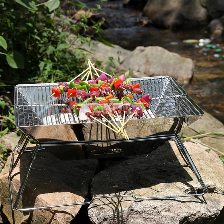 Halin Aço Inoxidável Grelha de Carvão Para Churrasco Destacável Ferramentas de Churrasqueira Para Camping ao ar Livre Piqueniques (sem Certificação Bpa, Sem Certificação Fda)