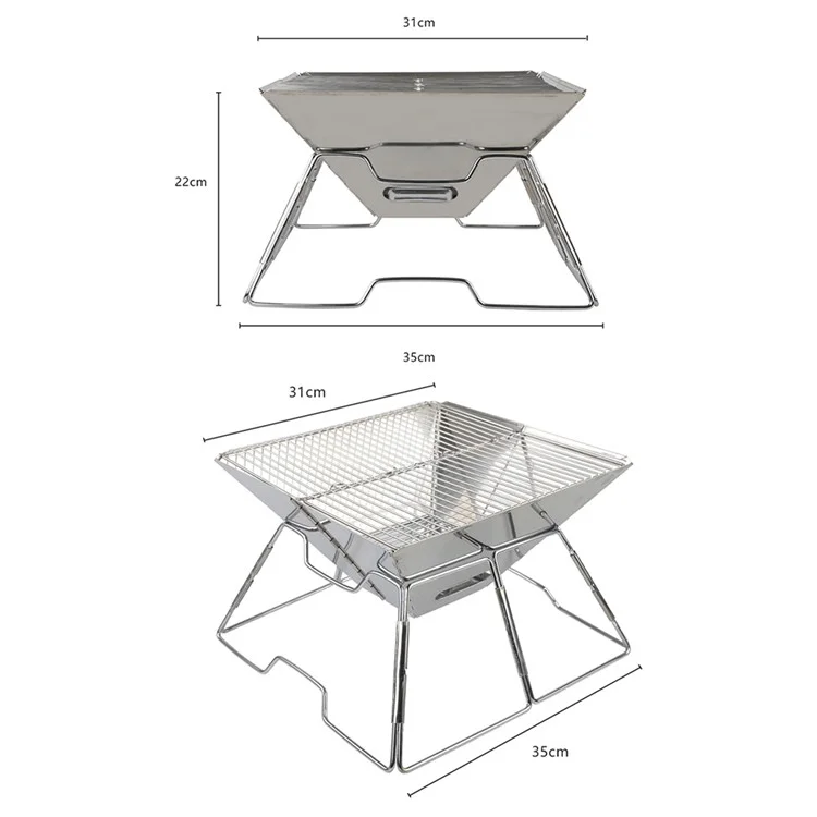 Halin Outdoor Camping Ferramenta de Churrasco Destacável Ferramenta de Aço Inoxidável Grelha Para Piqueniques Para Caminhadas (sem Certificação Bpa, Sem Certificação Fda)