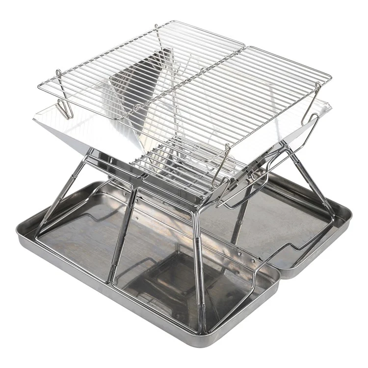HALIN Camping Brennender Ofen Tragbare Faltbare Edelstahl-Backpacking-BBQ-Grill für Picknicks (BPA-frei, nicht FDA-zertifiziert)