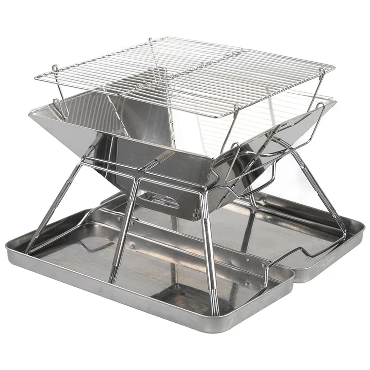 HALIN Camping Brennender Ofen Tragbare Faltbare Edelstahl-Backpacking-BBQ-Grill für Picknicks (BPA-frei, nicht FDA-zertifiziert)