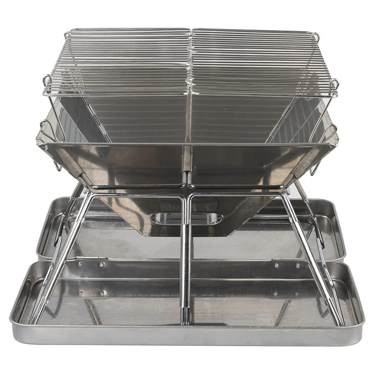 HALIN Camping Brennender Ofen Tragbare Faltbare Edelstahl-Backpacking-BBQ-Grill für Picknicks (BPA-frei, nicht FDA-zertifiziert)