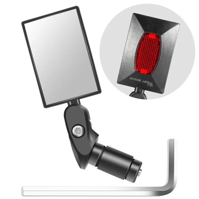 WEST BIKING Bike 360° Rotation Adjustable Rearview Mirror Wide Angle MTB Road Bicycle Handlebar Mirror - Rectangle