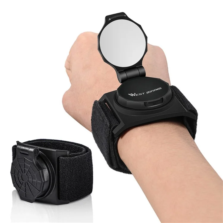 WEST BIKING 360 Degree Rotating Bicycle Cycling Wrist Band Rear View Mirror