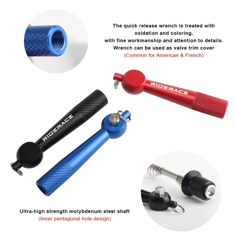 RIDERACE RR9239 Bicycle Hub Spenses de Liberação Rápida Alavanca de Alumínio de Alumínio Bike qr Bloqueio de Segurança Anti -roubo Espetos - Azul