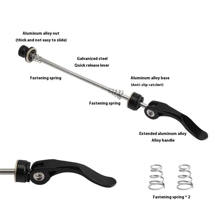 RIDERACE RR9257 1 Pair Wheel Hub Front and Rear Quick Release Skewers for Road Mountain Bike - Black