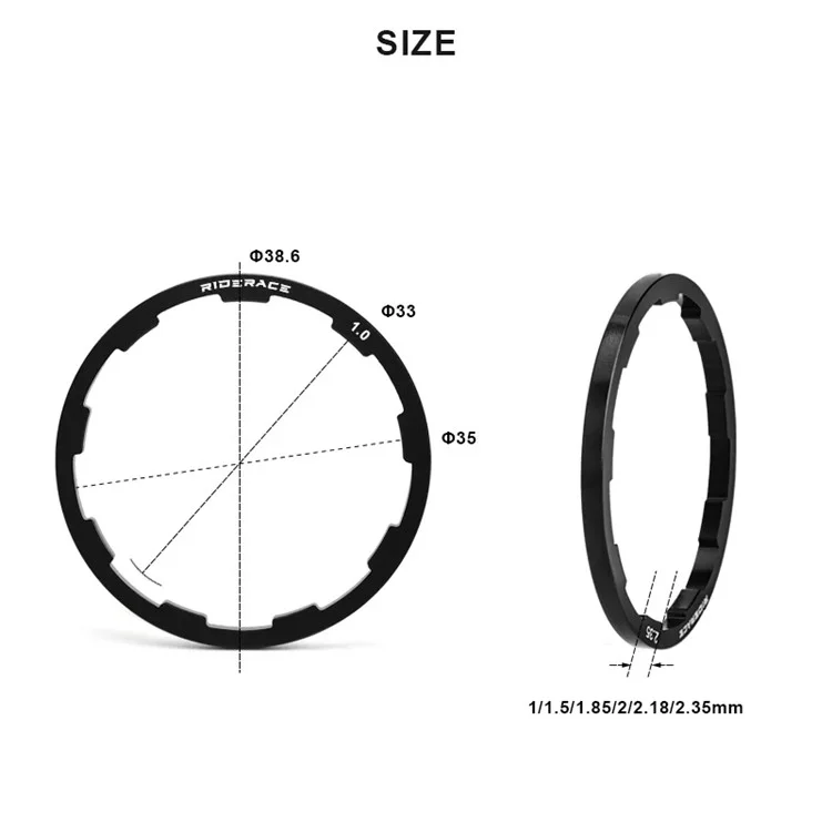 Riderace 3pcs Bike Hub Стиральная Шайба Алюминиевая Сплавная Дорожка Велосипед - 1,0 мм