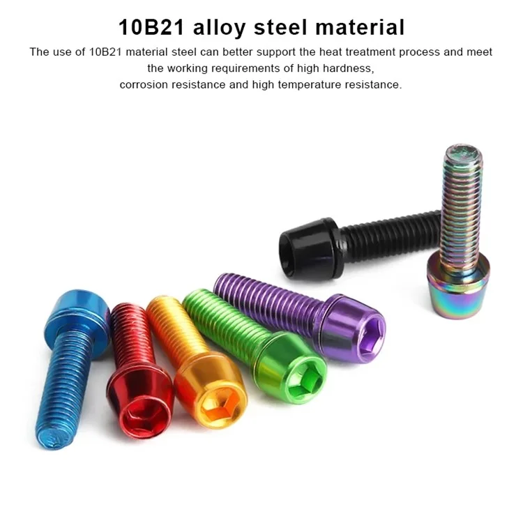 Riderace RR9180 6pcs Vis de Guidon à Vélo M5x18mm Handle de Vélo MTB Bar Bar Sole Riser Vis Dans Les Boulons - Rouge