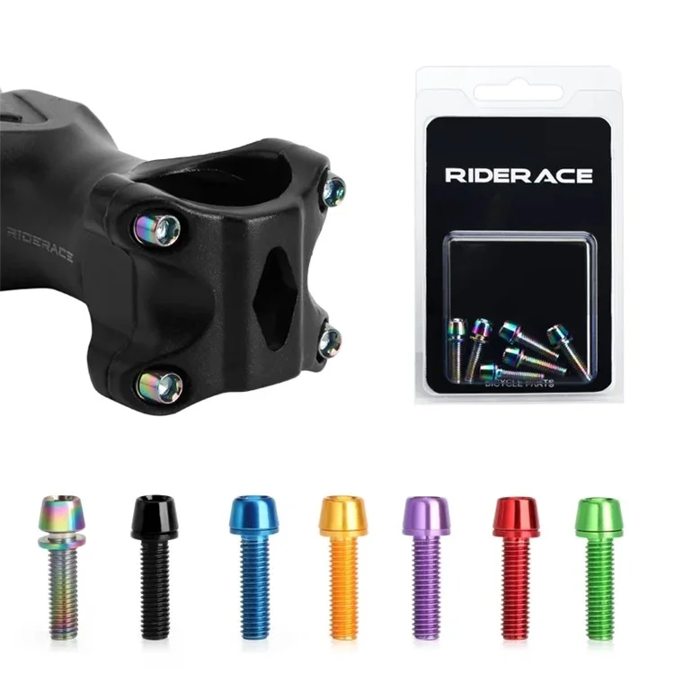 Riderace RR9180 6pcs Vis de Guidon à Vélo M5x18mm Handle de Vélo MTB Bar Bar Sole Riser Vis Dans Les Boulons - Rouge