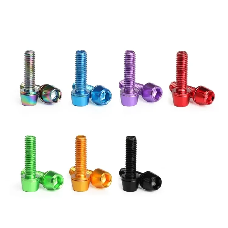 RIDERACE RR9180 6Pcs Bicycle Handlebar Screws M5x18mm MTB Bike Handle Bar Stem Riser Screw In Bolts - Blue