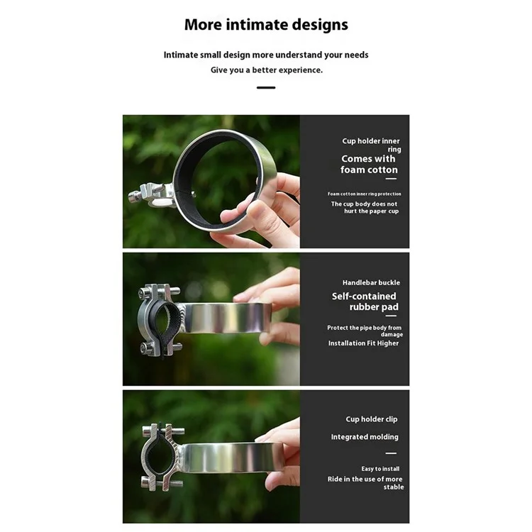 ESLNF 08CR0192 Bicycle Water Bottle Holder Aluminum Alloy + Leather Milk Tea Cup Bike Mount Bracket - Coffee