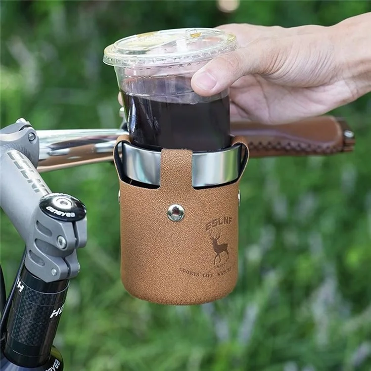 ESLNF 08CR0192 Fahrrad-Wasserflaschenhalter aus Aluminiumlegierung + Leder, Milchteebecher-Fahrradhalterung - Grün