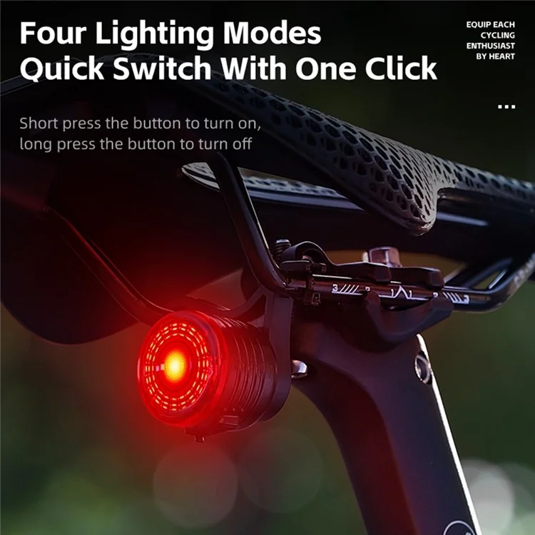 WEST BIKING YP0701449 Bike Cycling Tail Light 4 Modes Bicycle Smart Sensing Warning Lamp