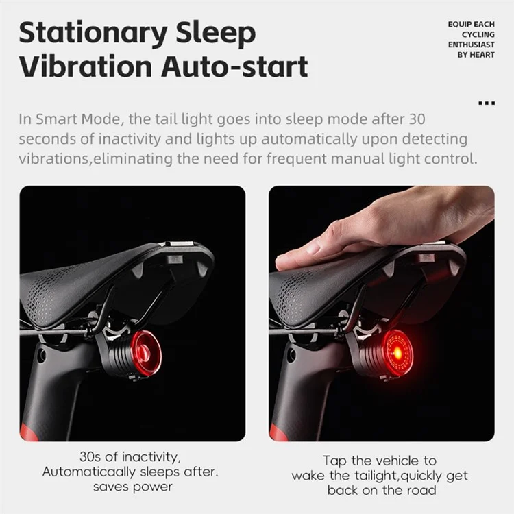 WEST BIKING YP0701449 Bike Cycling Tail Light 4 Modes Bicycle Smart Sensing Warning Lamp