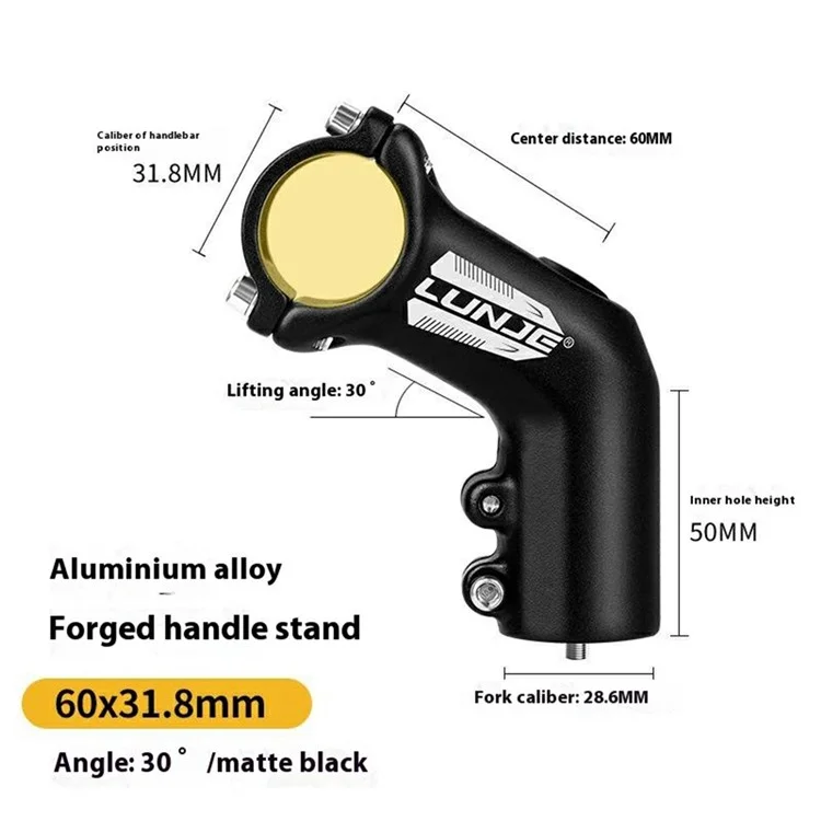LUNJE XT-A002 Rialzo manubrio in lega di alluminio a 30 gradi per bici da corsa e mountain bike