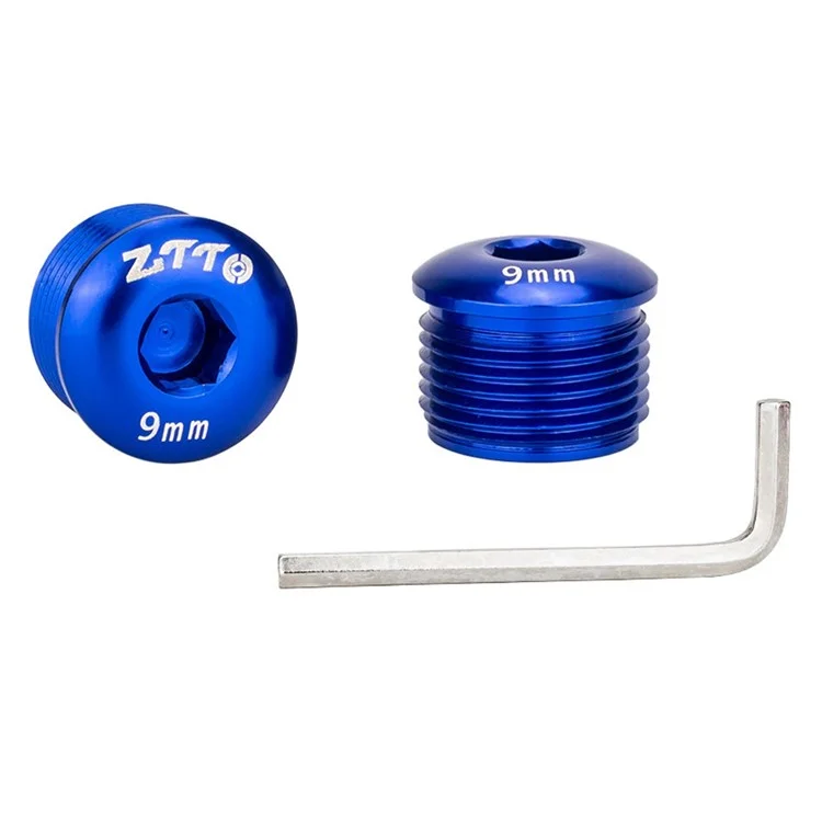 ZTTO Aluminum Alloy Pedal Dust Caps M14 x 9mm Locking Screws Bike Accessories Repair Parts - Blue