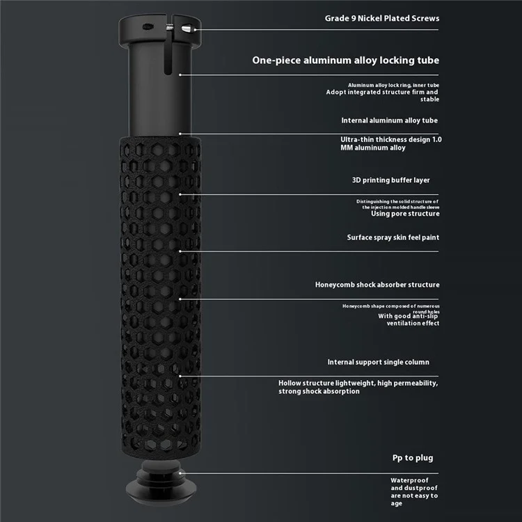 WEST BIKING YP0804081 3D Printed Bicycle Handlebar Grips Anti Slip Shock Absorbing Mountain Bike Handle Bar - Black