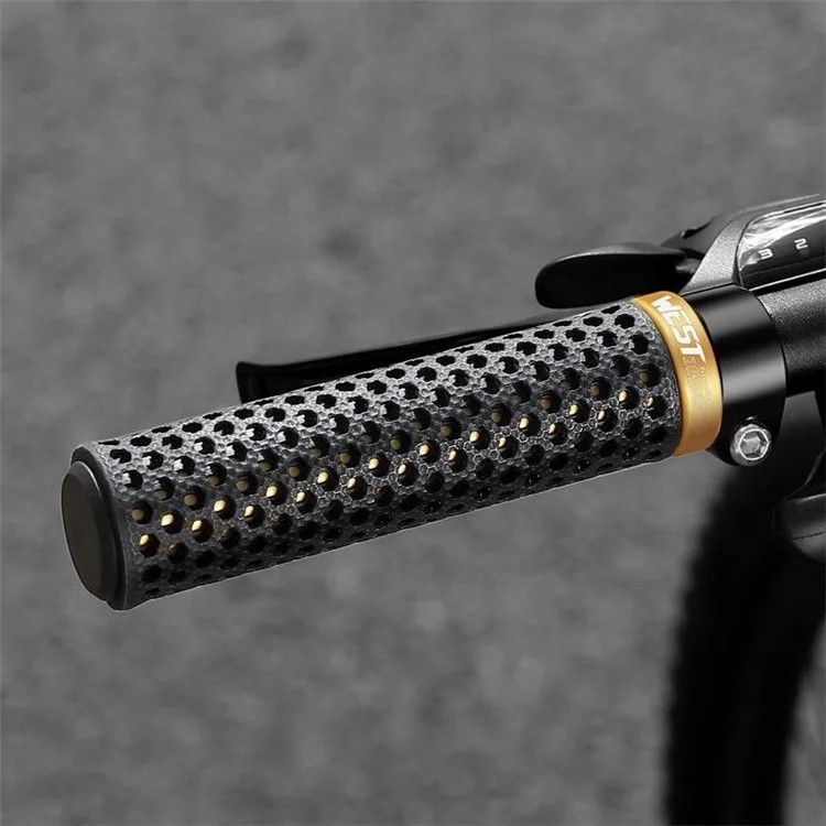 WEST BIKING YP0804081 3D Printed Bicycle Handlebar Grips Anti Slip Shock Absorbing Mountain Bike Handle Bar - Black