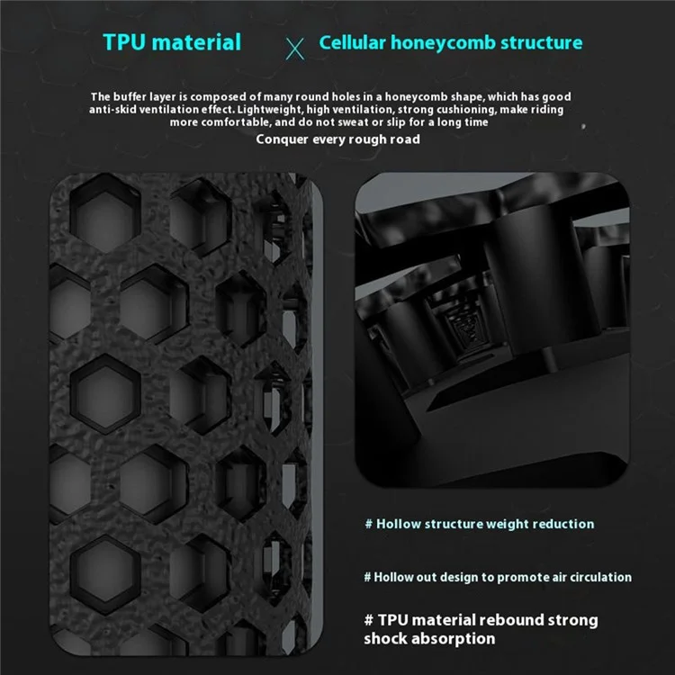 WEST BIKING YP0804081 3D Printed Bicycle Handlebar Grips Anti Slip Shock Absorbing Mountain Bike Handle Bar - Black