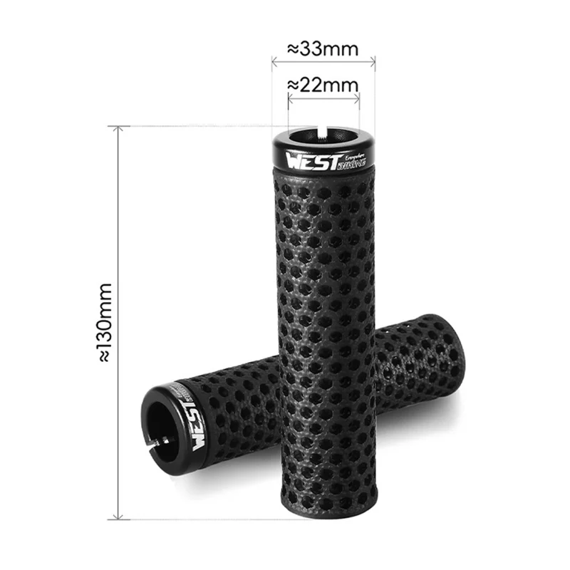 WEST BIKING YP0804081 3D Printed Bicycle Handlebar Grips Anti Slip Shock Absorbing Mountain Bike Handle Bar - Black+Gold