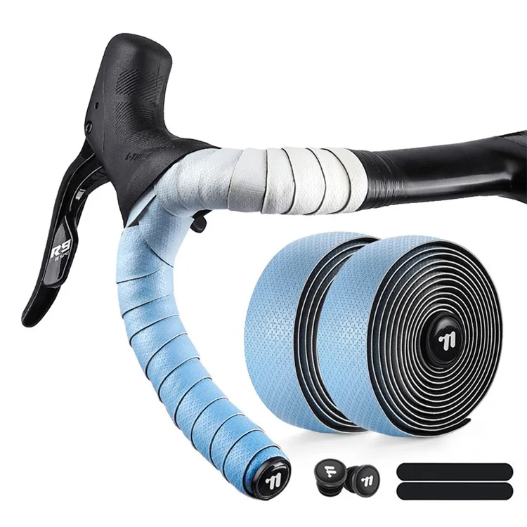 WEST BIKING YP0804082 1 Pair Road Bike Handlebar Tape Wear-Resistant Anti-Slip PU Wrapping Strap - Gradient Blue