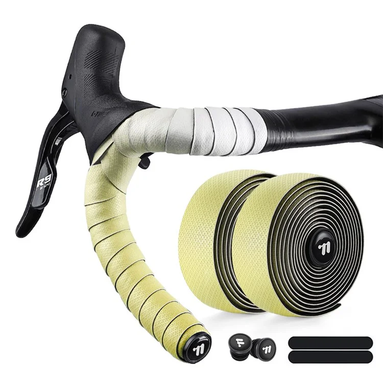 WEST BIKING YP0804082 1 Pair Road Bike Handlebar Tape Wear-Resistant Anti-Slip PU Wrapping Strap - Gradient Yellow