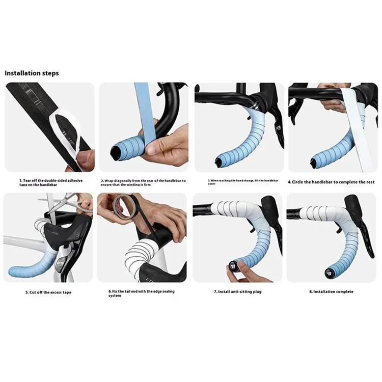 WEST BIKING YP0804082 1 Pair Road Bike Handlebar Tape Wear-Resistant Anti-Slip PU Wrapping Strap - Gradient Yellow