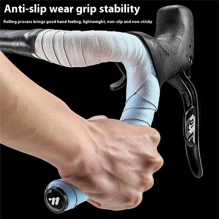WEST BIKING YP0804082 1 Pair Road Bike Handlebar Tape Wear-Resistant Anti-Slip PU Wrapping Strap - Gradient Yellow