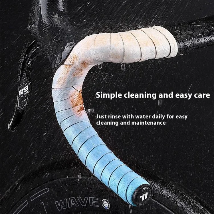 WEST BIKING YP0804082 1 Pair Road Bike Handlebar Tape Wear-Resistant Anti-Slip PU Wrapping Strap - Gradient Yellow