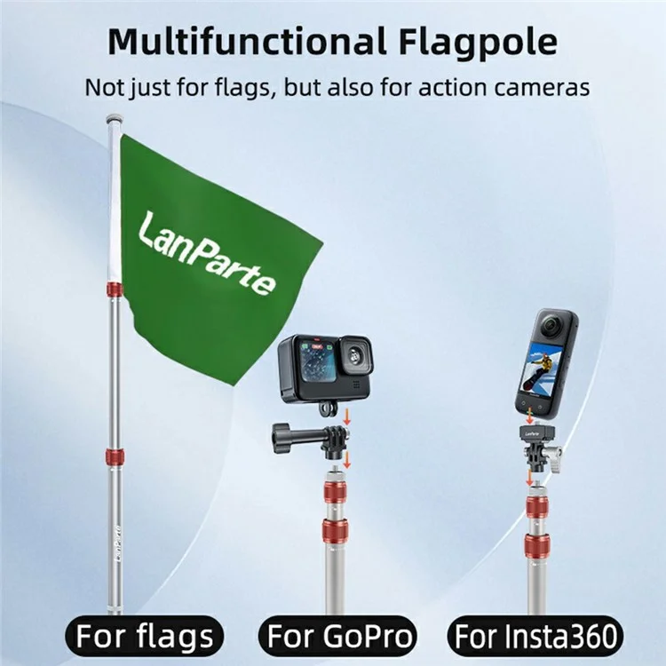 LANPARTE MF-02 Motorcycle Aluminum Alloy Extendable Flag Pole Action Camera Support Stick