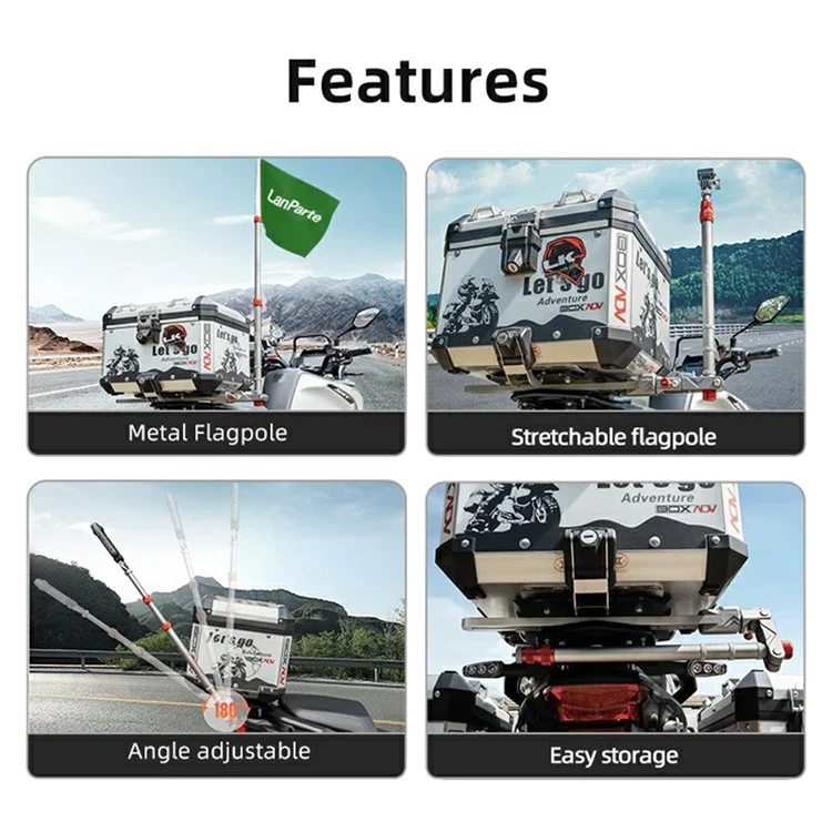 LANPARTE MF-02 Motorcycle Aluminum Alloy Extendable Flag Pole Action Camera Support Stick