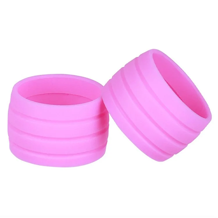 08DK0018 1 Paio di Anelli Ferma Nastro in Silicone per Manubrio Bicicletta, Riutilizzabili, Strumento di Fissaggio - Rosa