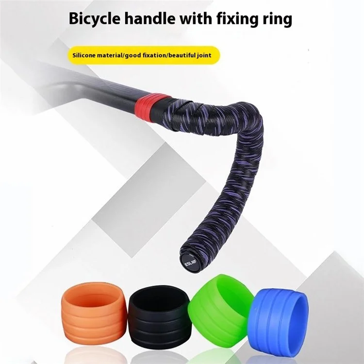 08DK0018 1 Paio di Anelli Ferma Nastro in Silicone per Manubrio Bicicletta, Riutilizzabili, Strumento di Fissaggio - Rosa
