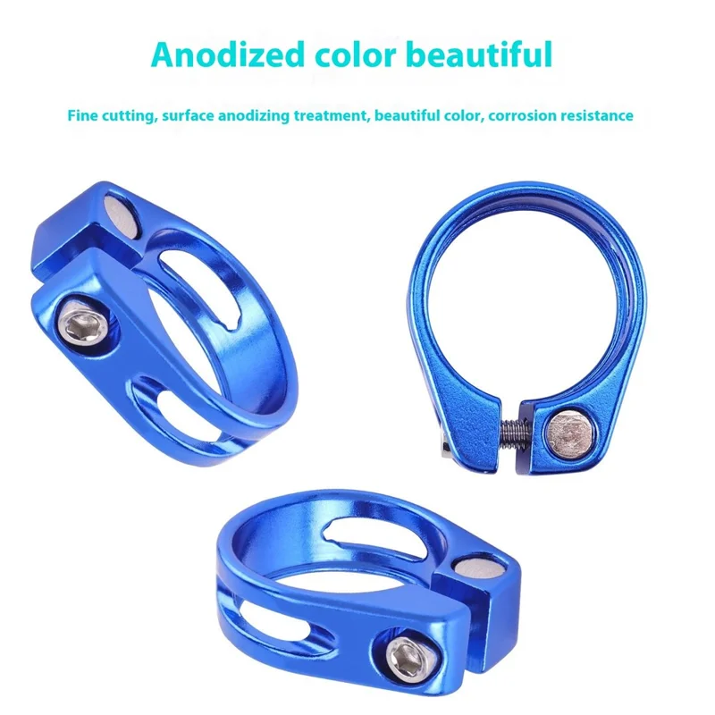 Morsetto per Reggisella Bicicletta 34,9mm in Lega di Alluminio per Bici da Montagna e Strada, Sgancio Rapido - Blu