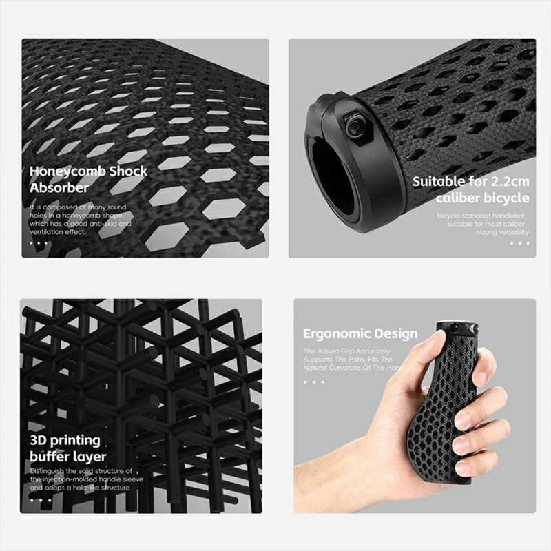 WEST BIKING YP0804085 Un Par de Puños de Manillar para Bicicleta de Montaña Impresos en 3D, Antideslizantes y Amortiguadores