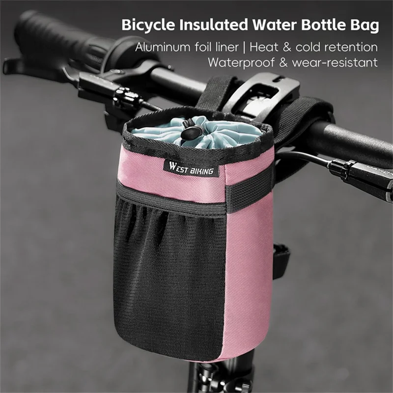 WEST BIKING YP0707411 Bicycle Cycling Water Bottle Bag Bike Handlebar Front Insulated Pouch - Pink