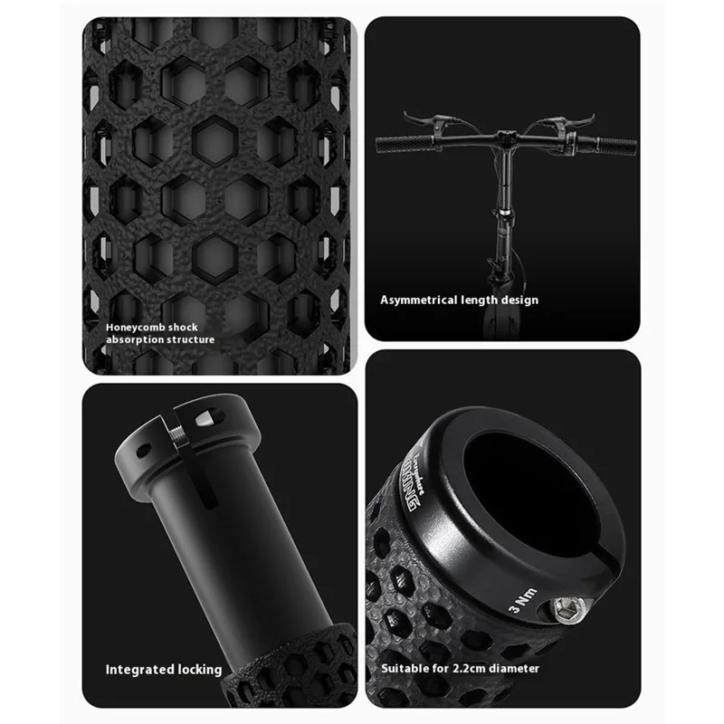 WEST BIKING YP0804092 1 Pair Mountain Bike Long + Short Grips 3D Printed TPU Anti Slip Handlebar Grips - Black / Pink