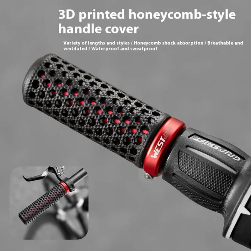 WEST BIKING YP0804092 1 Pair Mountain Bike Long + Short Grips 3D Printed TPU Anti Slip Handlebar Grips - Black / Pink