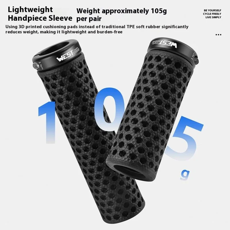 WEST BIKING YP0804092 1 Pair Mountain Bike Long + Short Grips 3D Printed TPU Anti Slip Handlebar Grips - Black / Pink