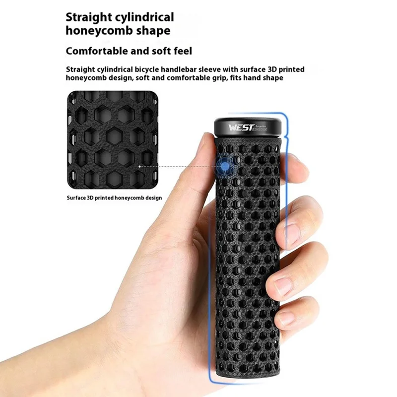 WEST BIKING YP0804092 1 Pair Mountain Bike Long + Short Grips 3D Printed TPU Anti Slip Handlebar Grips - Black / Pink