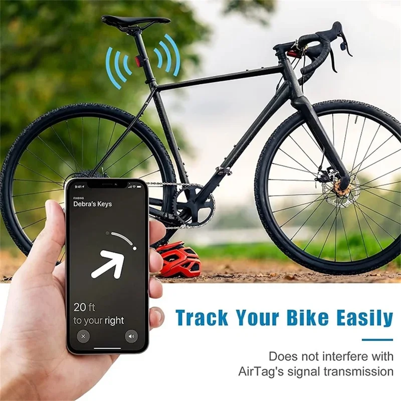 Mountain Bike Rear Reflector for AirTag Holder Anti-Theft Tracking Device Hidden Mount Case - Red