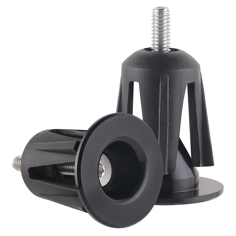 1 Pair Bicycle Handlebar End Plugs Aluminum Alloy + Plastic Expansion Locking End Caps - Black