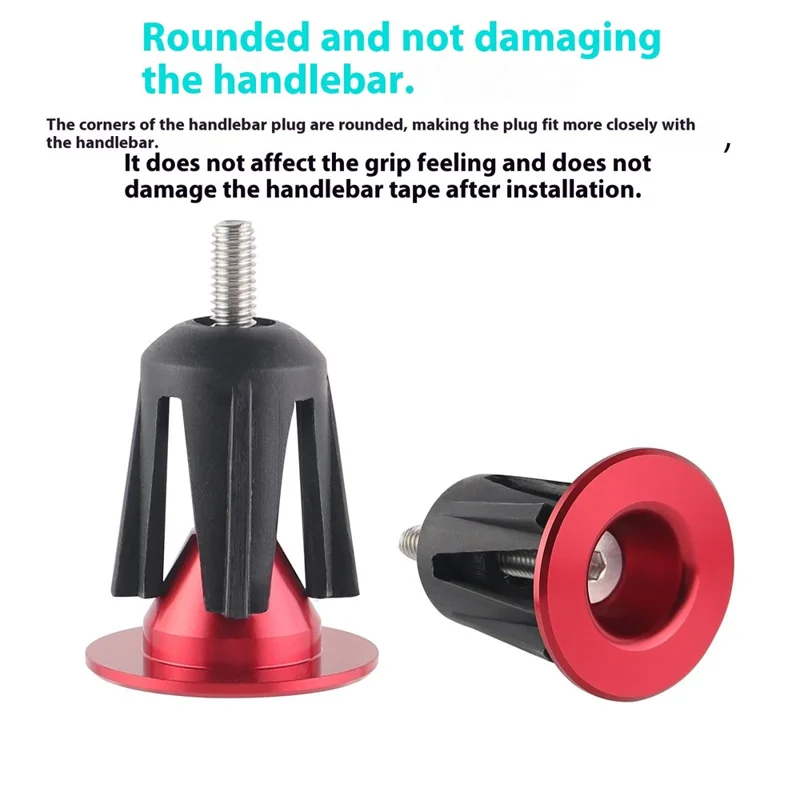 1 Pair Bicycle Handlebar End Plugs Aluminum Alloy + Plastic Expansion Locking End Caps - Black