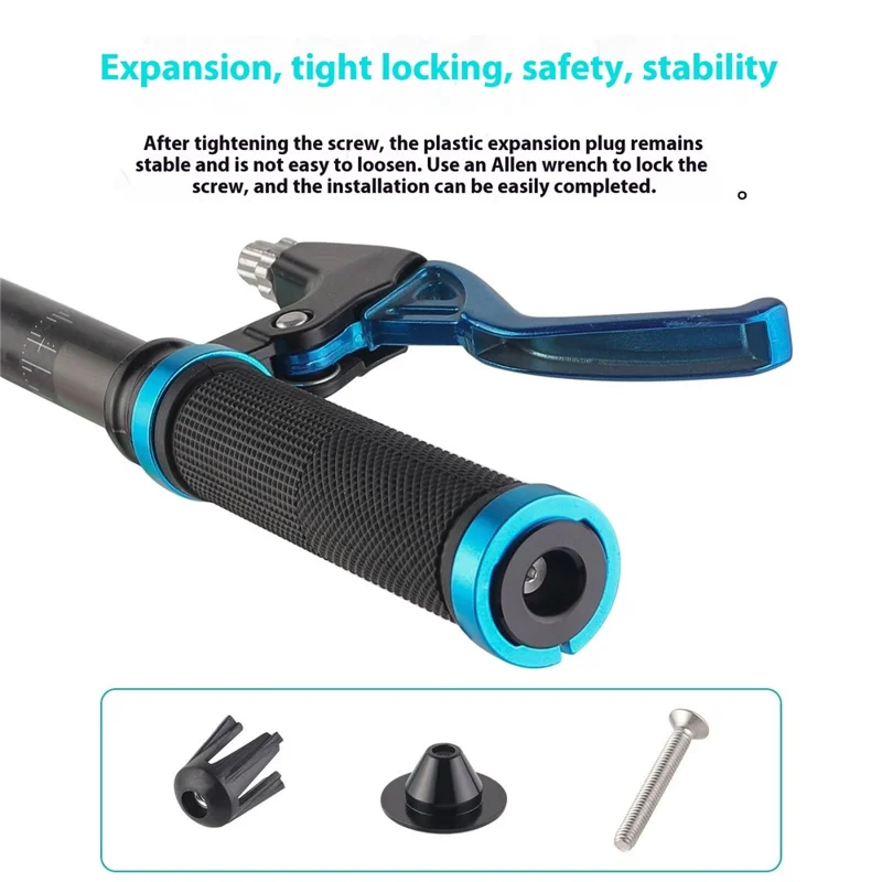 1 Pair Bicycle Handlebar End Plugs Aluminum Alloy + Plastic Expansion Locking End Caps - Black