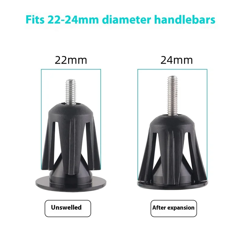 1 Pair Bicycle Handlebar End Plugs Aluminum Alloy + Plastic Expansion Locking End Caps - Black