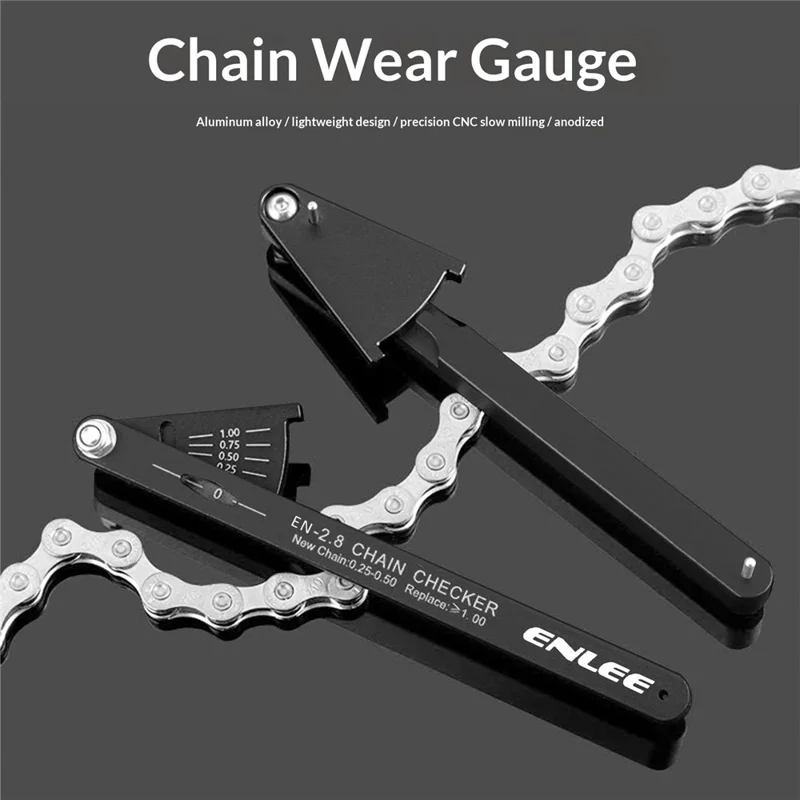 ENLEE E22158 EN-3.0 Bicycle Chain Wear Indicator Tool Precision Measuring Ruler for Mountain Road Bike Maintenance